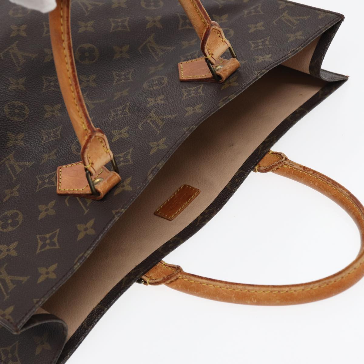 LOUIS VUITTON Monogram Sac Plat Hand Bag M51140 LV Auth 83048