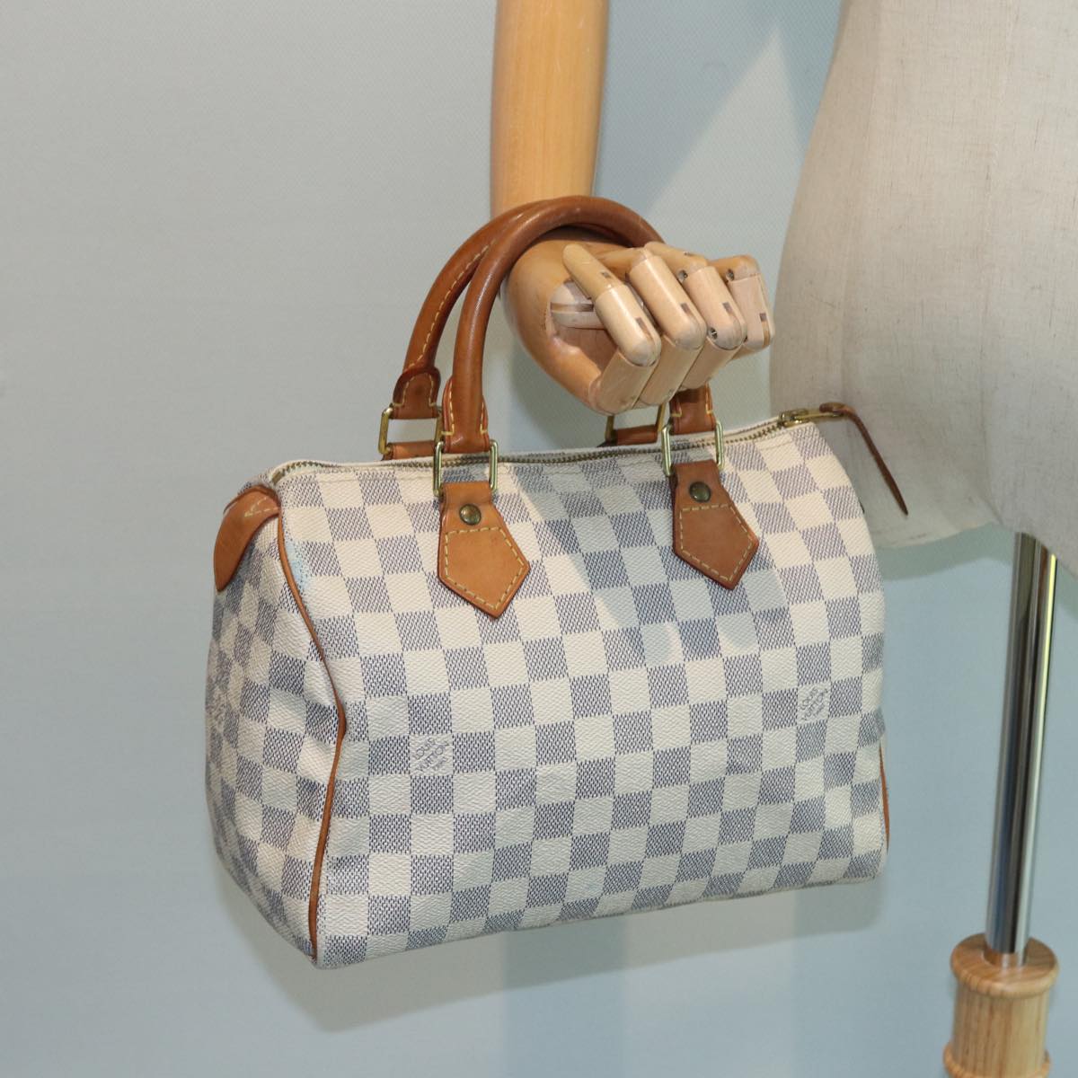 LOUIS VUITTON Damier Azur Speedy 25 Hand Bag N41534 LV Auth 83072