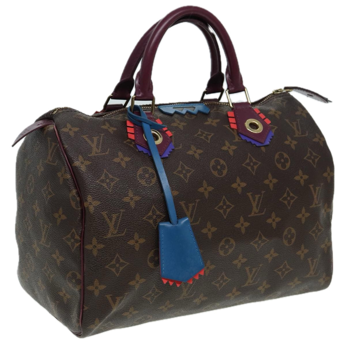 LOUIS VUITTON Monogram Totem Speedy 30 Hand Bag M41666 LV Auth 83082