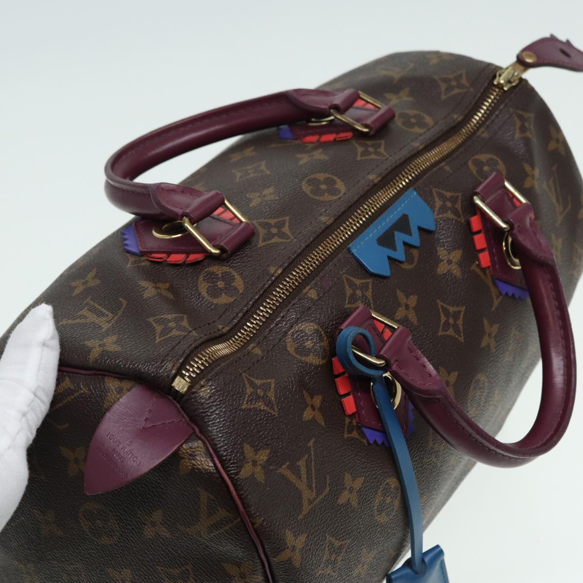 LOUIS VUITTON Monogram Totem Speedy 30 Hand Bag M41666 LV Auth 83082