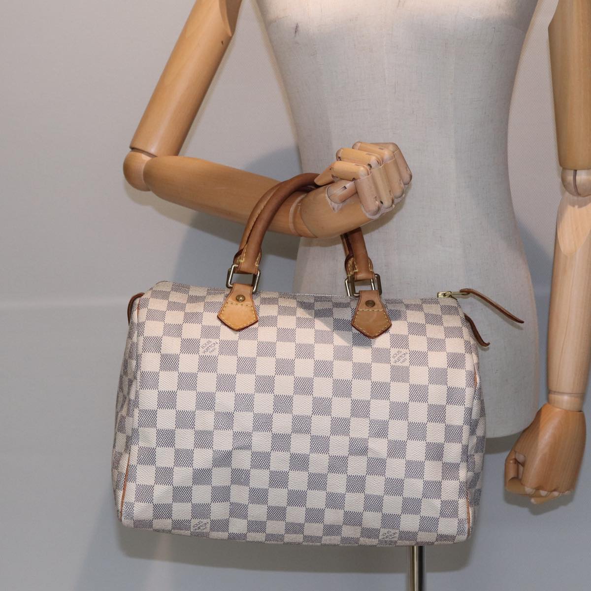 LOUIS VUITTON Damier Azur Speedy 30 Hand Bag N41533 LV Auth 83106