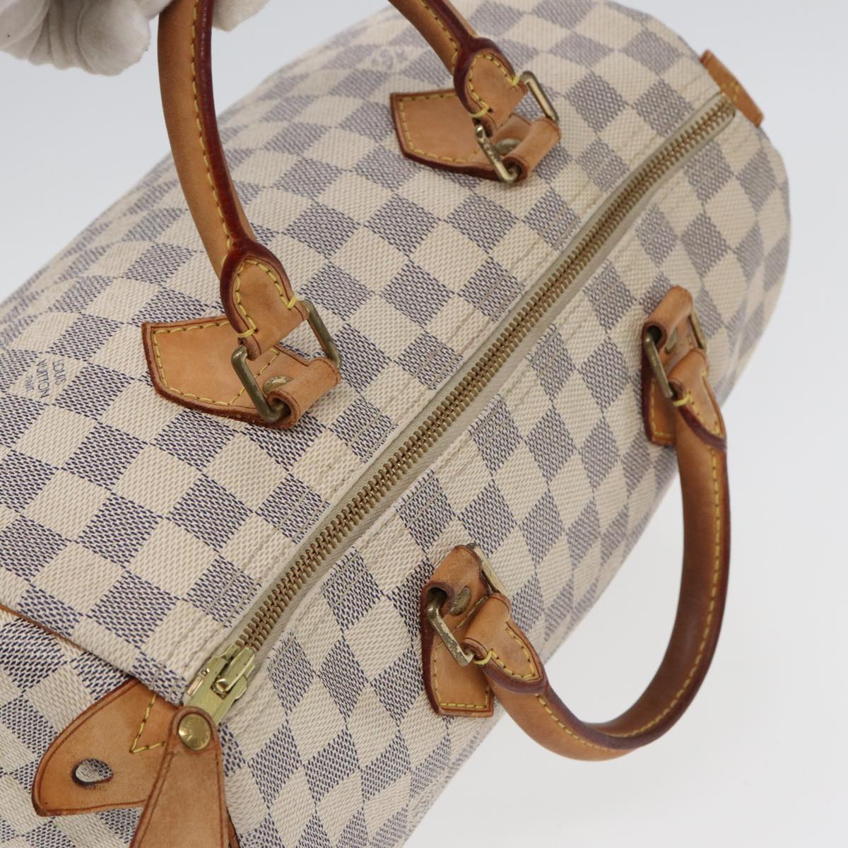 LOUIS VUITTON Damier Azur Speedy 30 Hand Bag N41533 LV Auth 83106