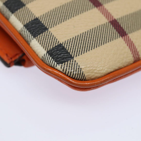 BURBERRY Nova Check Clutch Bag PVC Leather Beige Orange Auth 83126AV