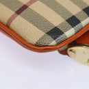 BURBERRY Nova Check Clutch Bag PVC Leather Beige Orange Auth 83126AV-16