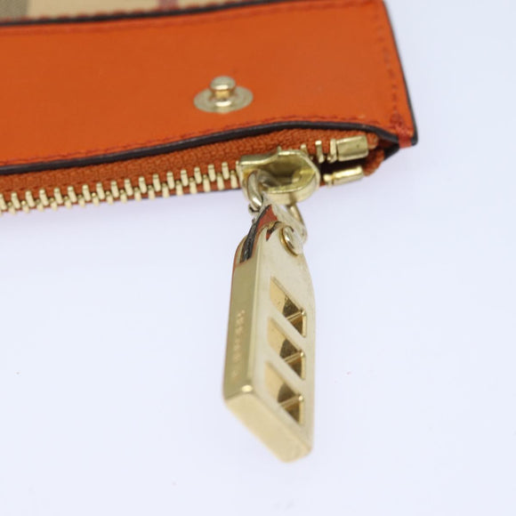 BURBERRY Nova Check Clutch Bag PVC Leather Beige Orange Auth 83126AV