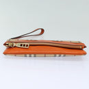BURBERRY Nova Check Clutch Bag PVC Leather Beige Orange Auth 83126AV-6