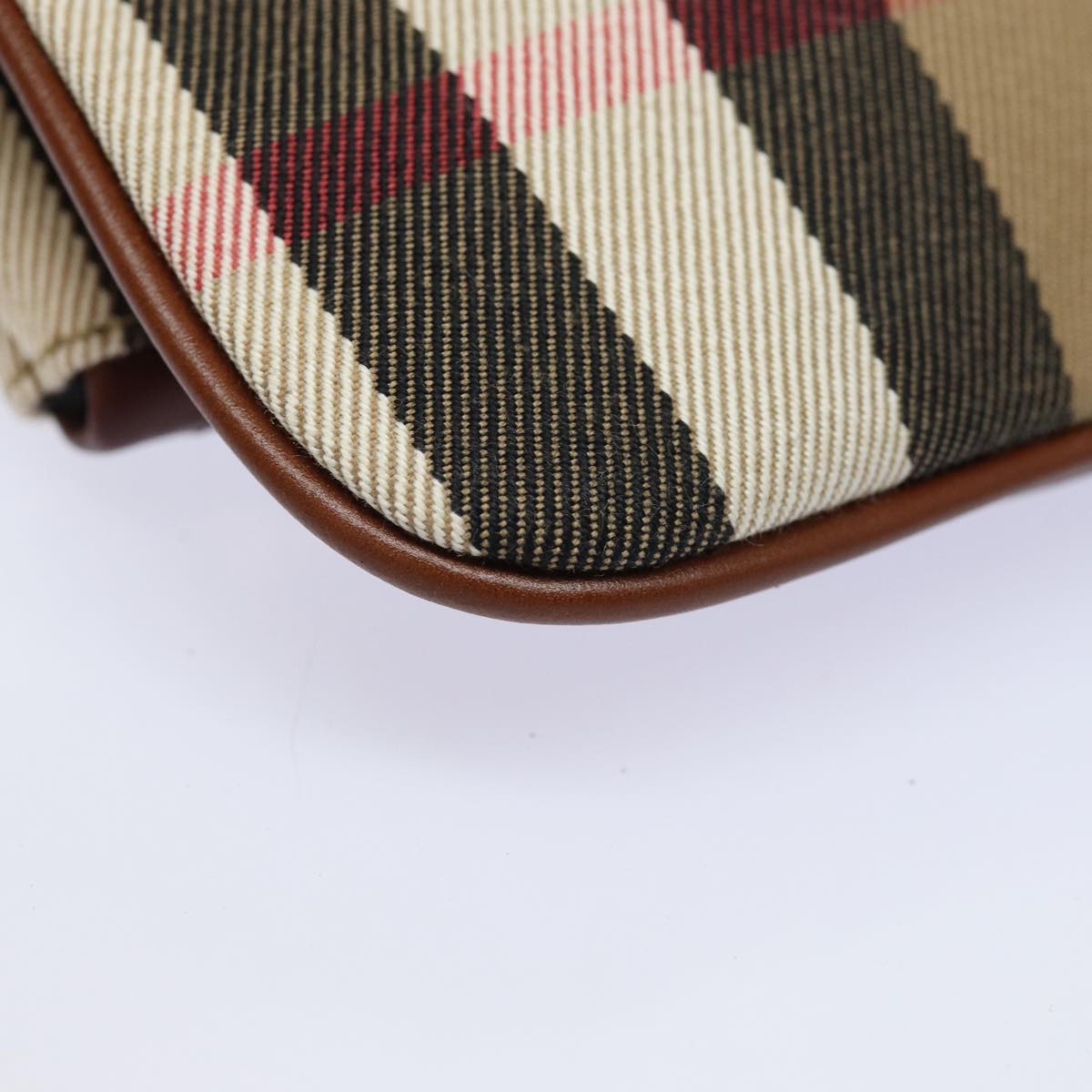 BURBERRY Nova Check Clutch Bag Canvas Leather Brown Auth 83127A