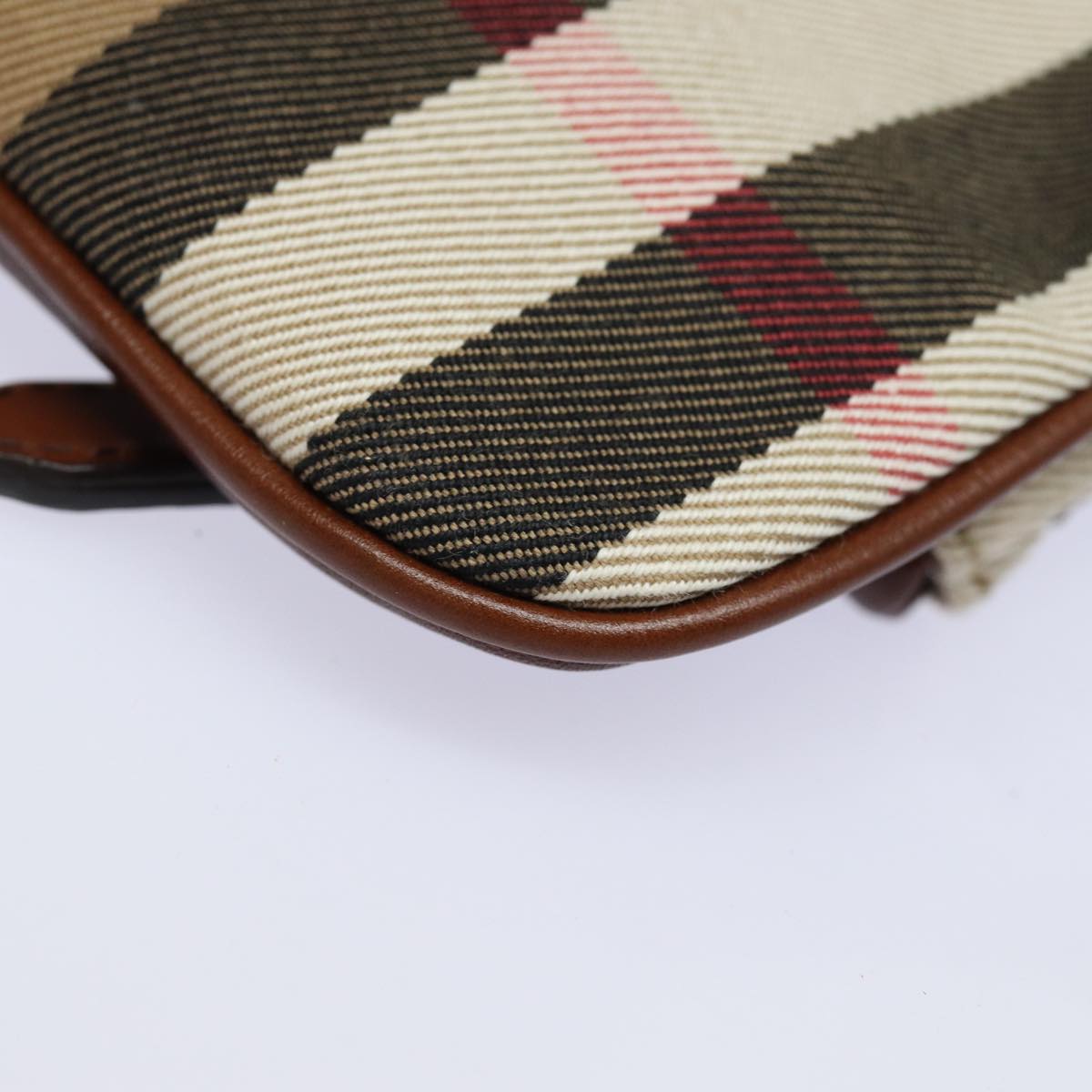 BURBERRY Nova Check Clutch Bag Canvas Leather Brown Auth 83127A