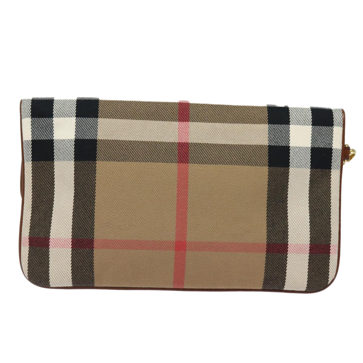 BURBERRY Nova Check Clutch Bag Canvas Leather Brown Auth 83127A - 0