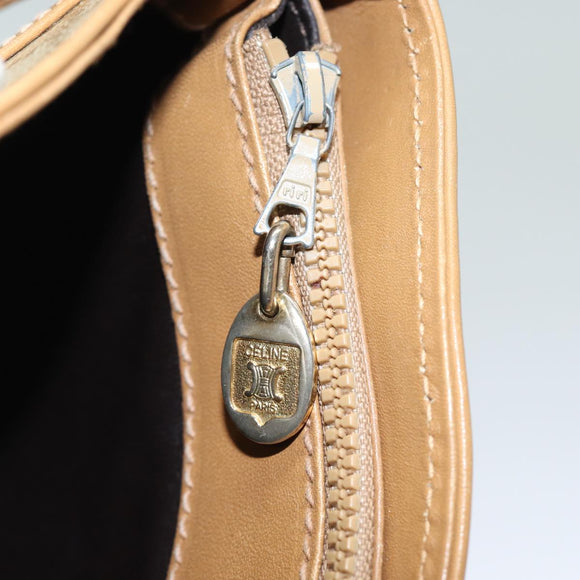 CELINE Macadam Canvas Shoulder Bag Beige Auth 83128
