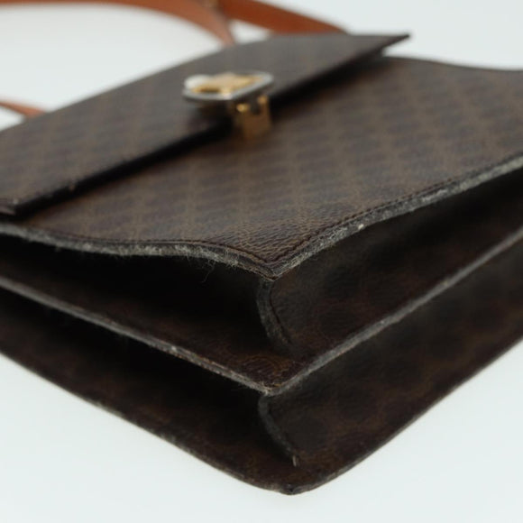 CELINE Macadam Canvas Umhängetasche PVC Leder Braun Auth 83129