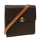 CELINE Macadam Canvas Umhängetasche PVC Leder Braun Auth 83129-1