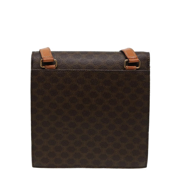CELINE Macadam Canvas Umhängetasche PVC Leder Braun Auth 83129
