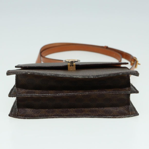 CELINE Macadam Canvas Umhängetasche PVC Leder Braun Auth 83129