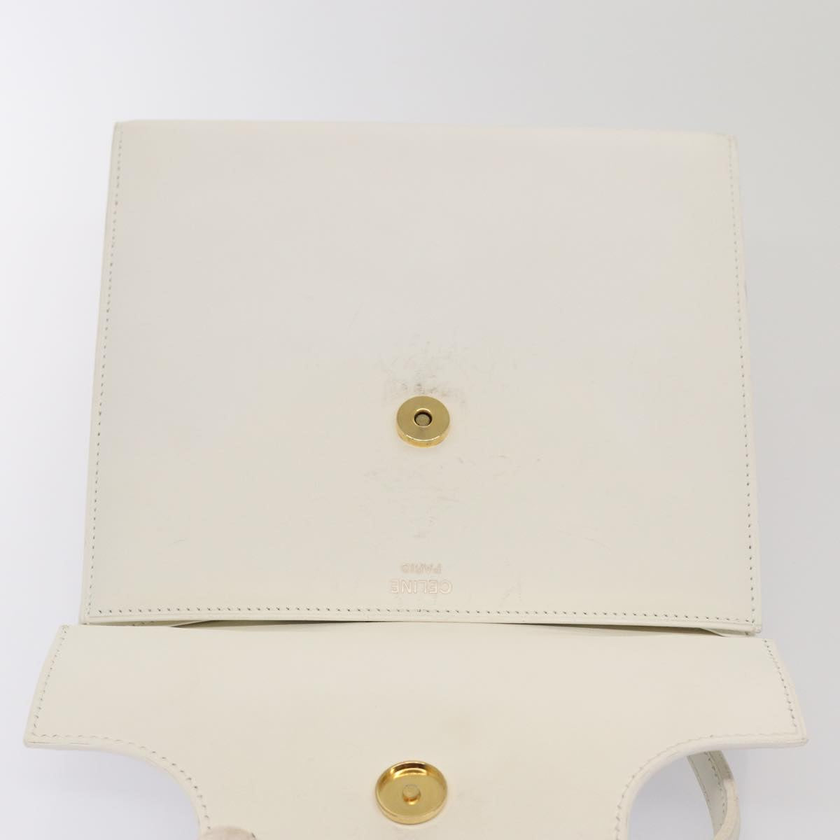 CELINE Shoulder Bag Leather 2way White Auth 83132