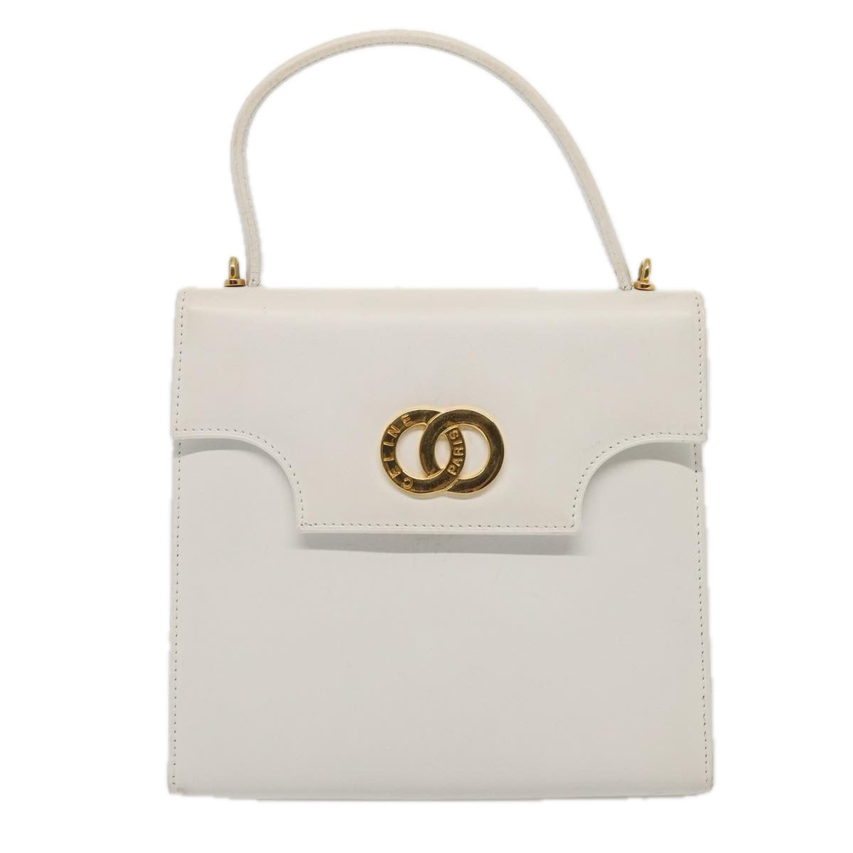 CELINE Shoulder Bag Leather 2way White Auth 83132