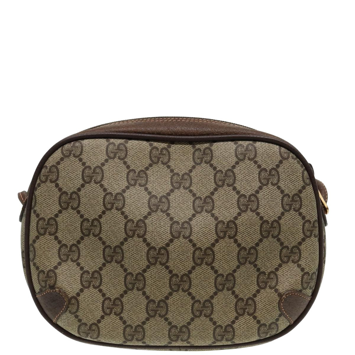 GUCCI GG Canvas Web Sherry Line Shoulder Bag PVC Leather Beige Auth 83133