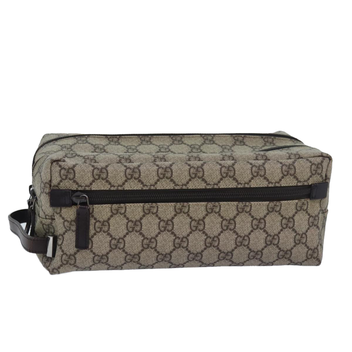 GUCCI GG Supreme Shoes case Pouch PVC Leather Beige 02888 Auth 83137