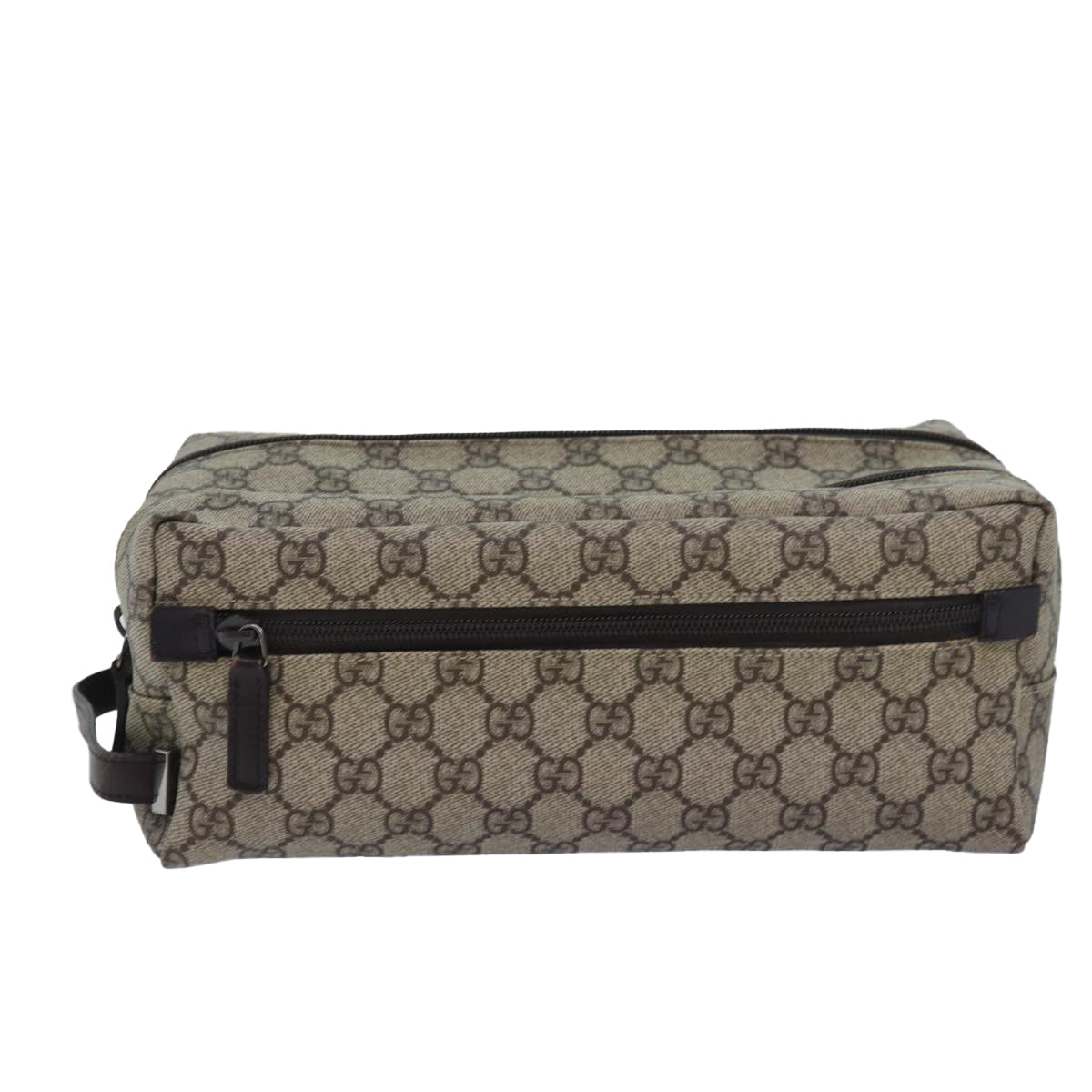 GUCCI GG Supreme Shoes case Pouch PVC Leather Beige 02888 Auth 83137 - 0