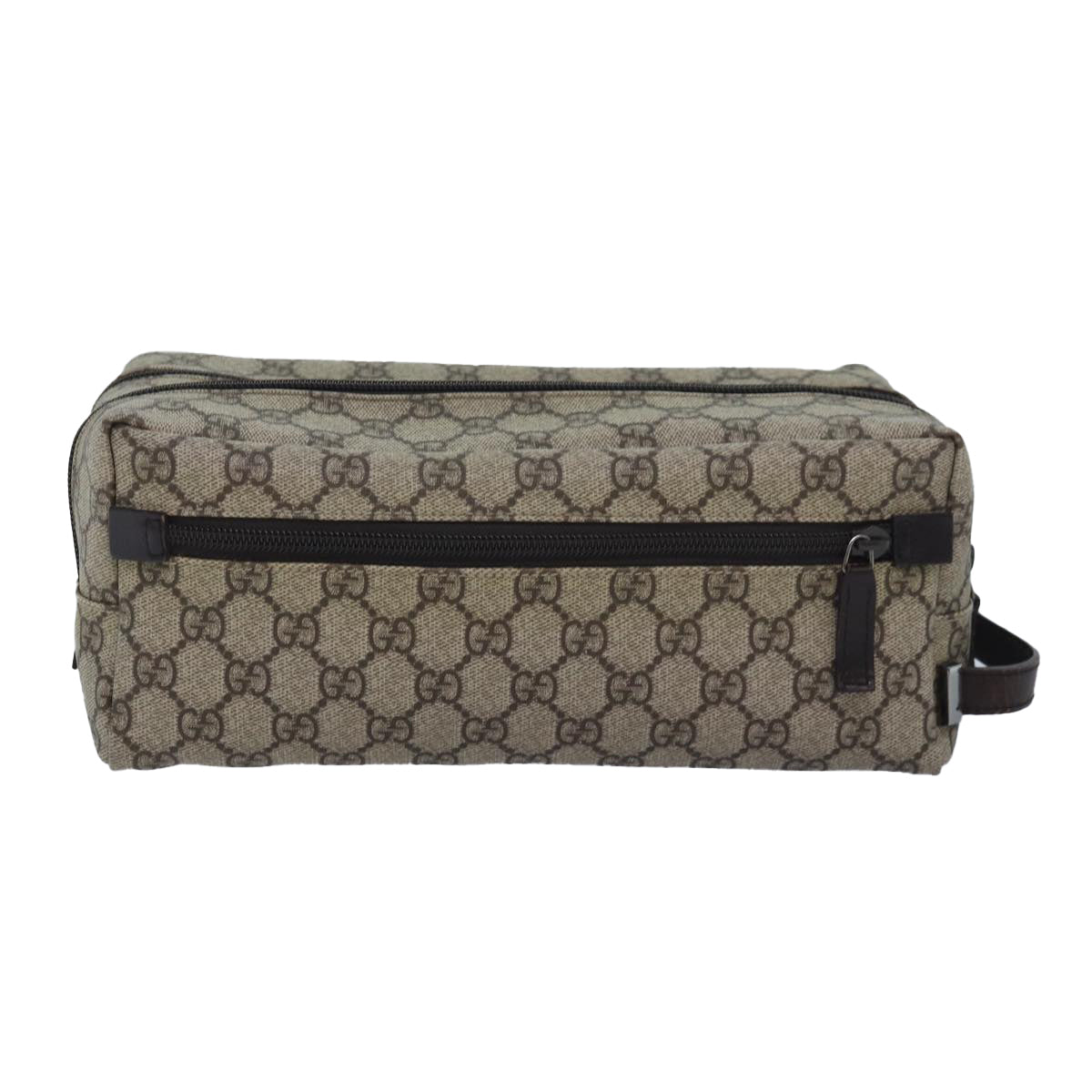 GUCCI GG Supreme Shoes case Pouch PVC Leather Beige 02888 Auth 83137