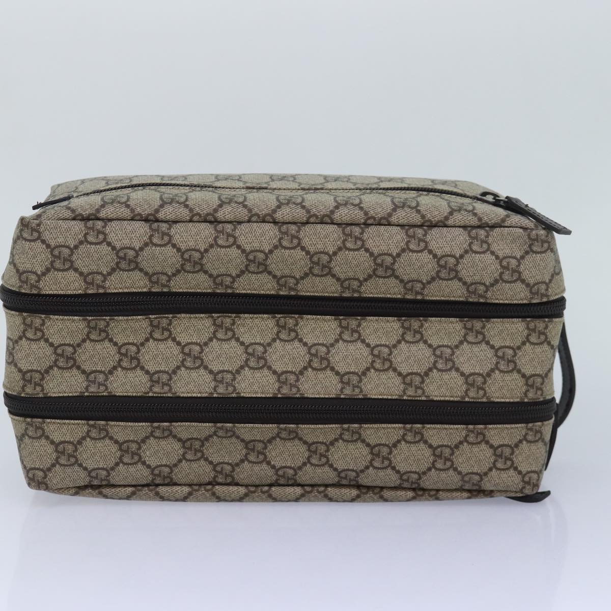 GUCCI GG Supreme Shoes case Pouch PVC Leather Beige 02888 Auth 83137