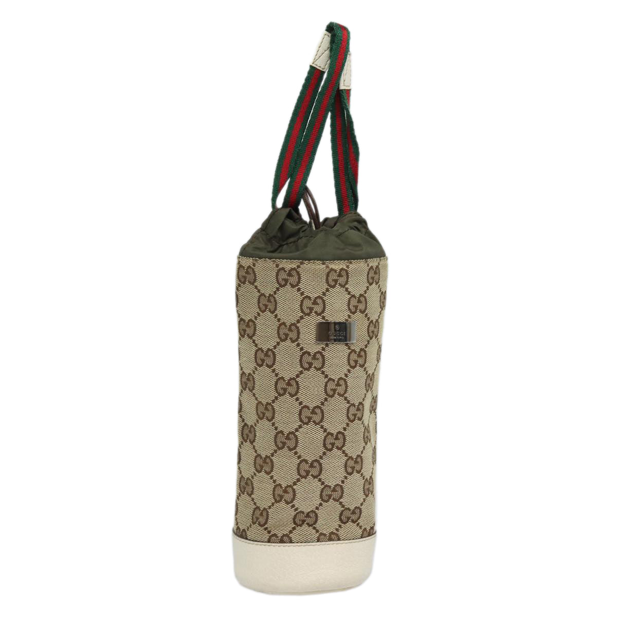 GUCCI Drink holder GG Canvas Web Sherry Line Water bottle Beige 28691 Auth 83139