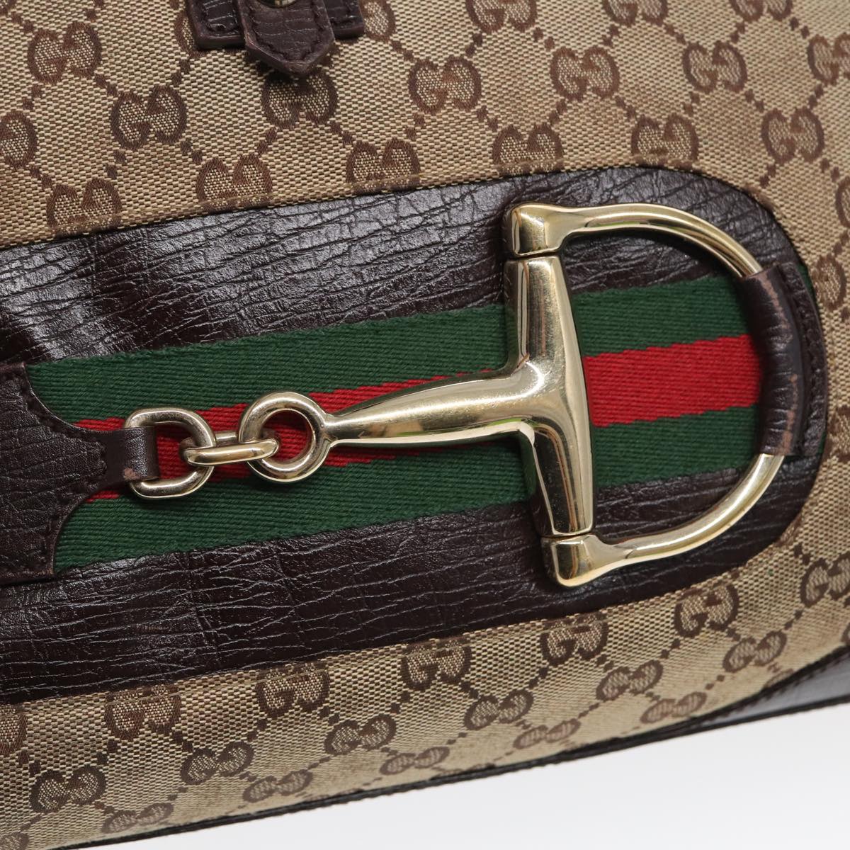 GUCCI GG Canvas Web Sherry Line Hand Bag Beige Red Green 141503 Auth 83143