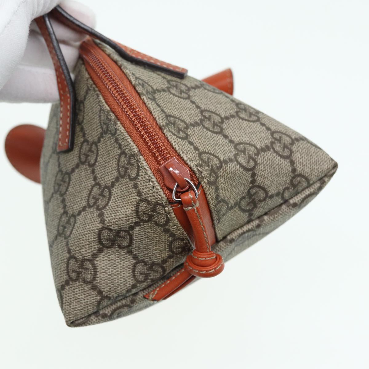 GUCCI GG Supreme Hand Bag PVC Leather Beige Orange 271093 Auth 83144