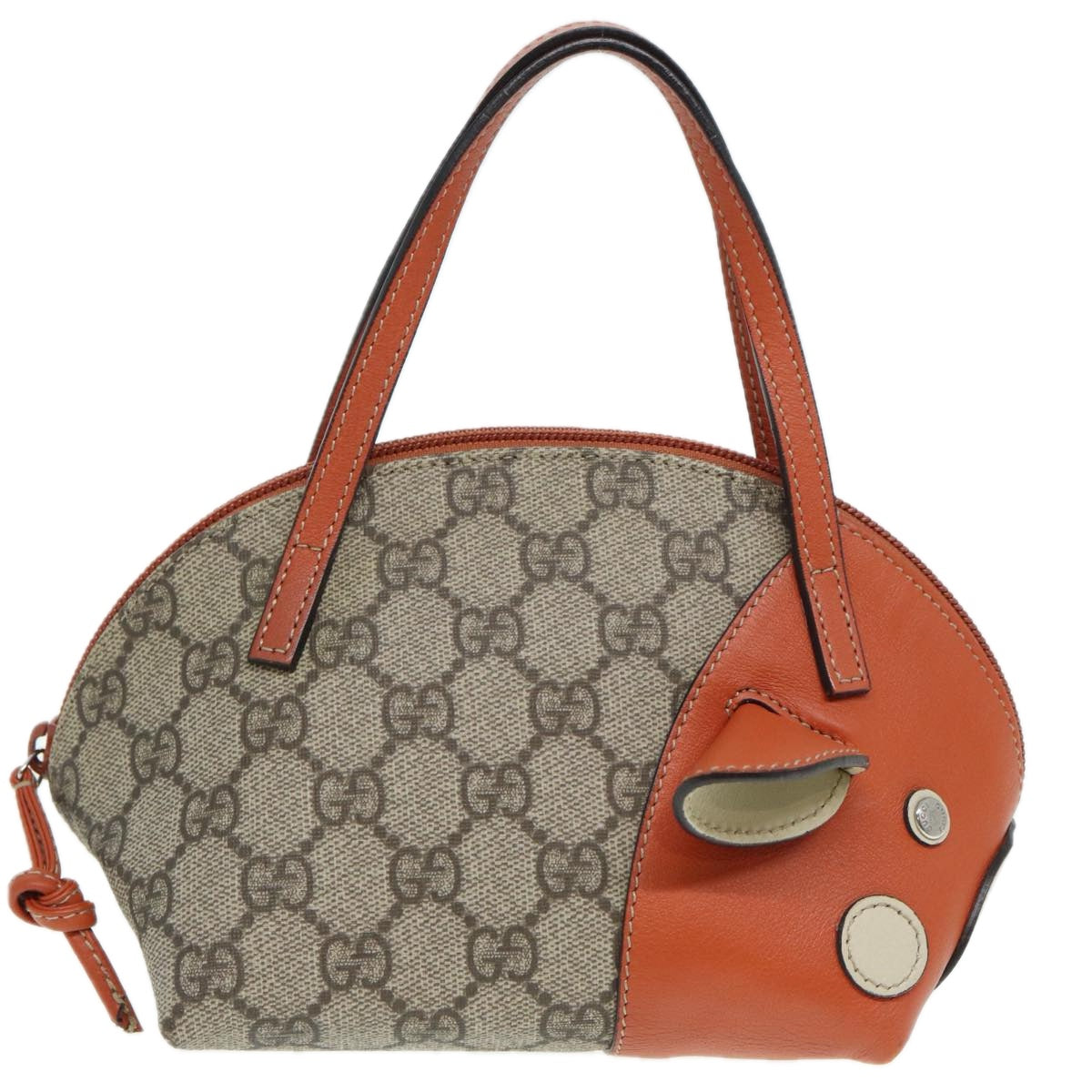 GUCCI GG Supreme Hand Bag PVC Leather Beige Orange 271093 Auth 83144 - 0