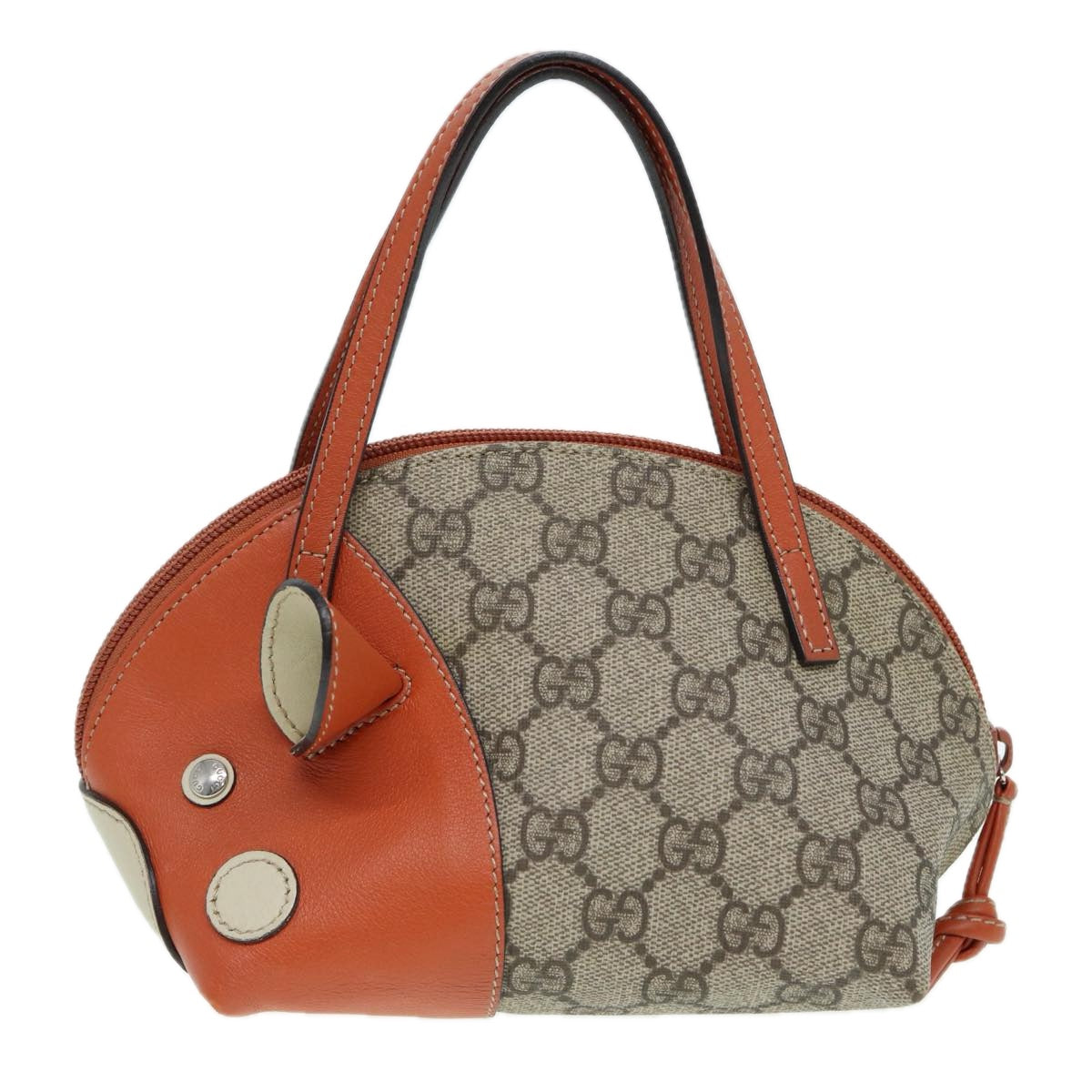 GUCCI GG Supreme Hand Bag PVC Leather Beige Orange 271093 Auth 83144