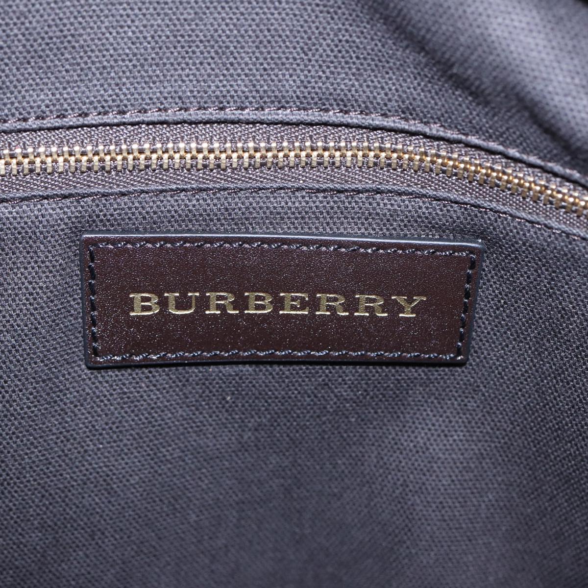 BURBERRY Nova Check Hand Bag PVC Leather Beige Auth 83146