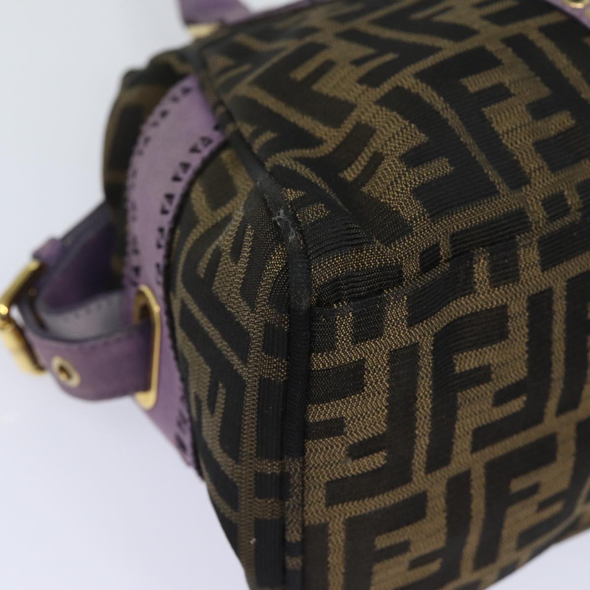 FENDI Zucca Canvas Hand Bag Brown Black Purple Auth 83149