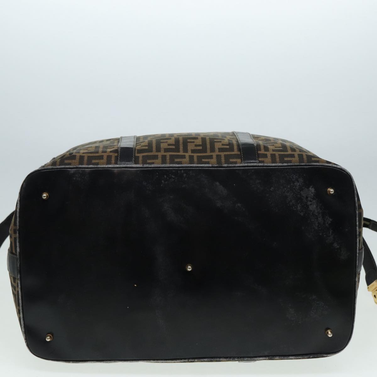 FENDI Zucca Canvas Boston Bag Brown Black Auth 83151