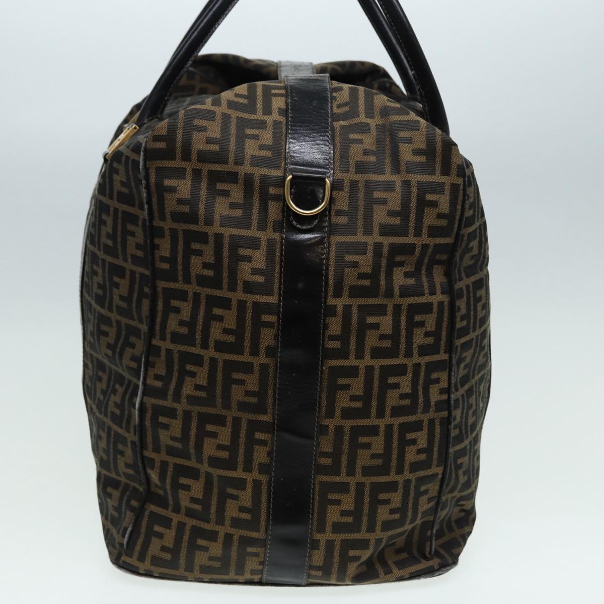 FENDI Zucca Canvas Boston Bag Brown Black Auth 83151