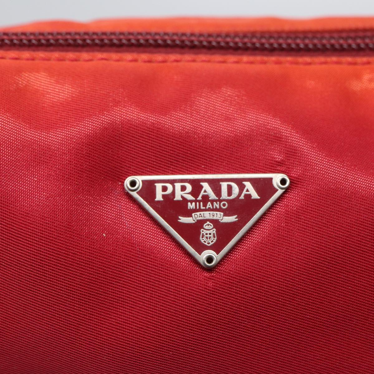 PRADA Accessory Pouch Nylon Red Auth 83154