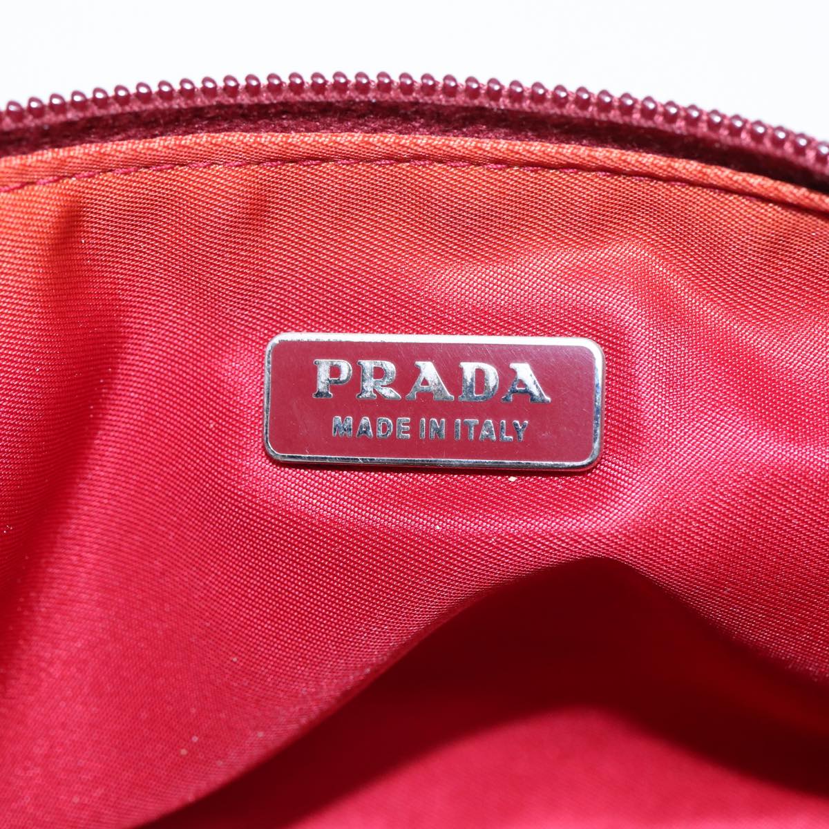 PRADA Accessory Pouch Nylon Red Auth 83154