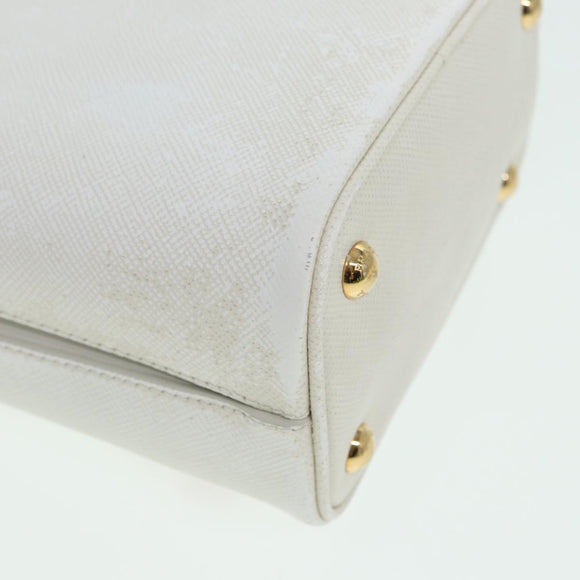 PRADA Hand Bag Safiano leather 2way White Auth 83161