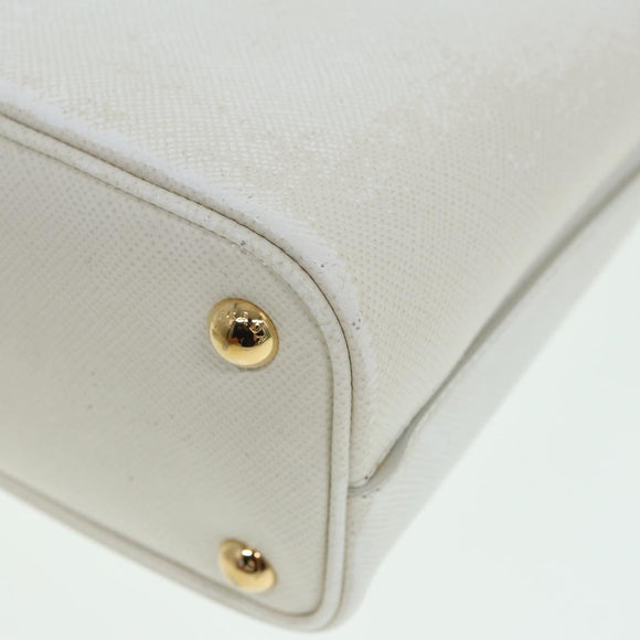 PRADA Hand Bag Safiano leather 2way White Auth 83161