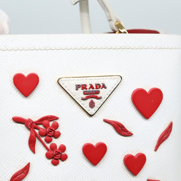 PRADA Hand Bag Safiano leather 2way White Auth 83161