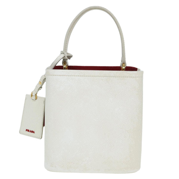 PRADA Hand Bag Safiano leather 2way White Auth 83161