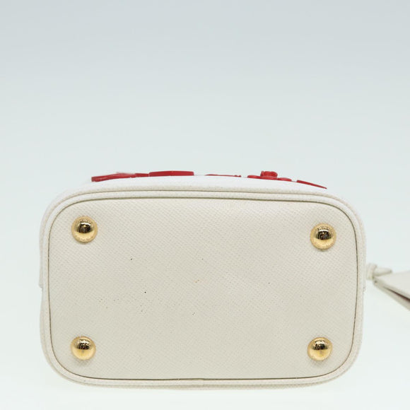 PRADA Hand Bag Safiano leather 2way White Auth 83161