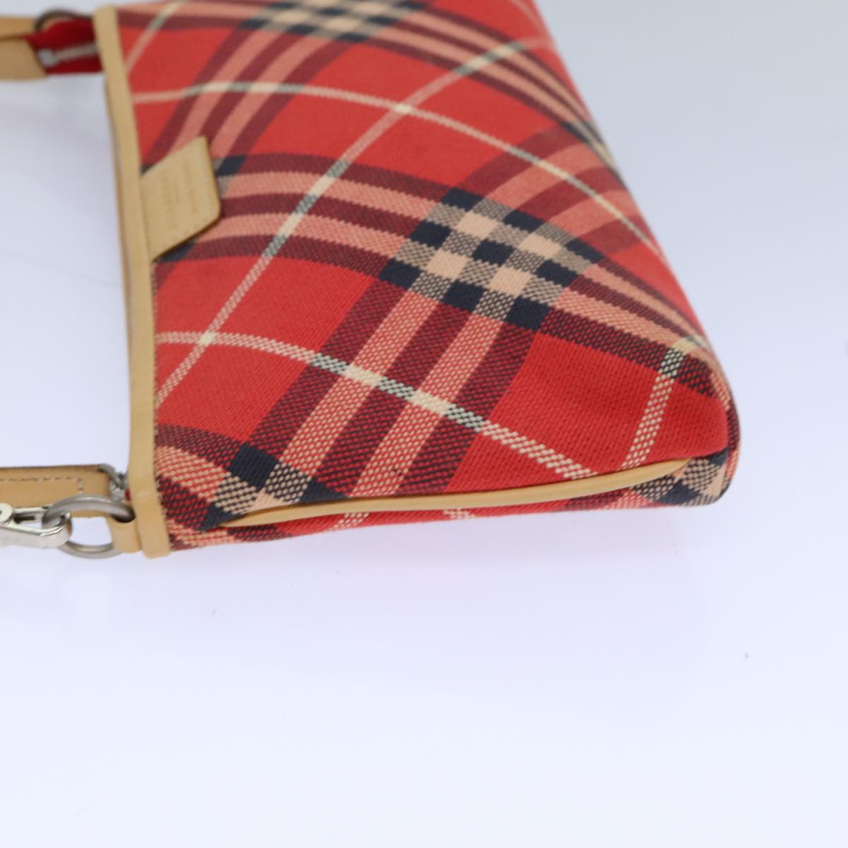 BURBERRY Nova Check Blue Label Hand Bag Canvas Red Auth 83191