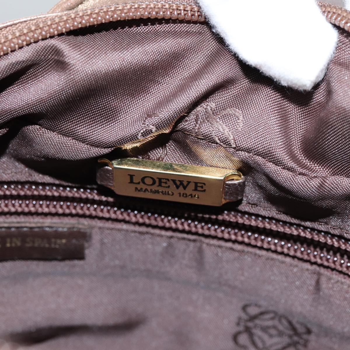 LOEWE Anagram Hand Bag Leather Gold Tone Auth 83192