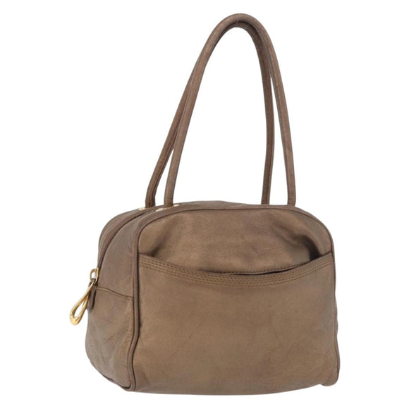 LOEWE Anagram Hand Bag Leather Gold Tone Auth 83192