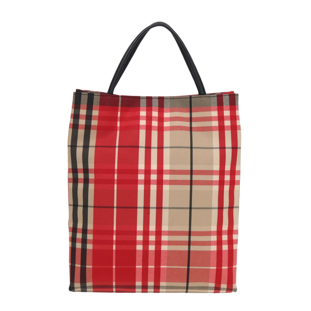 BURBERRY Nova Check Hand Bag Canvas Red Auth 83204 - 0