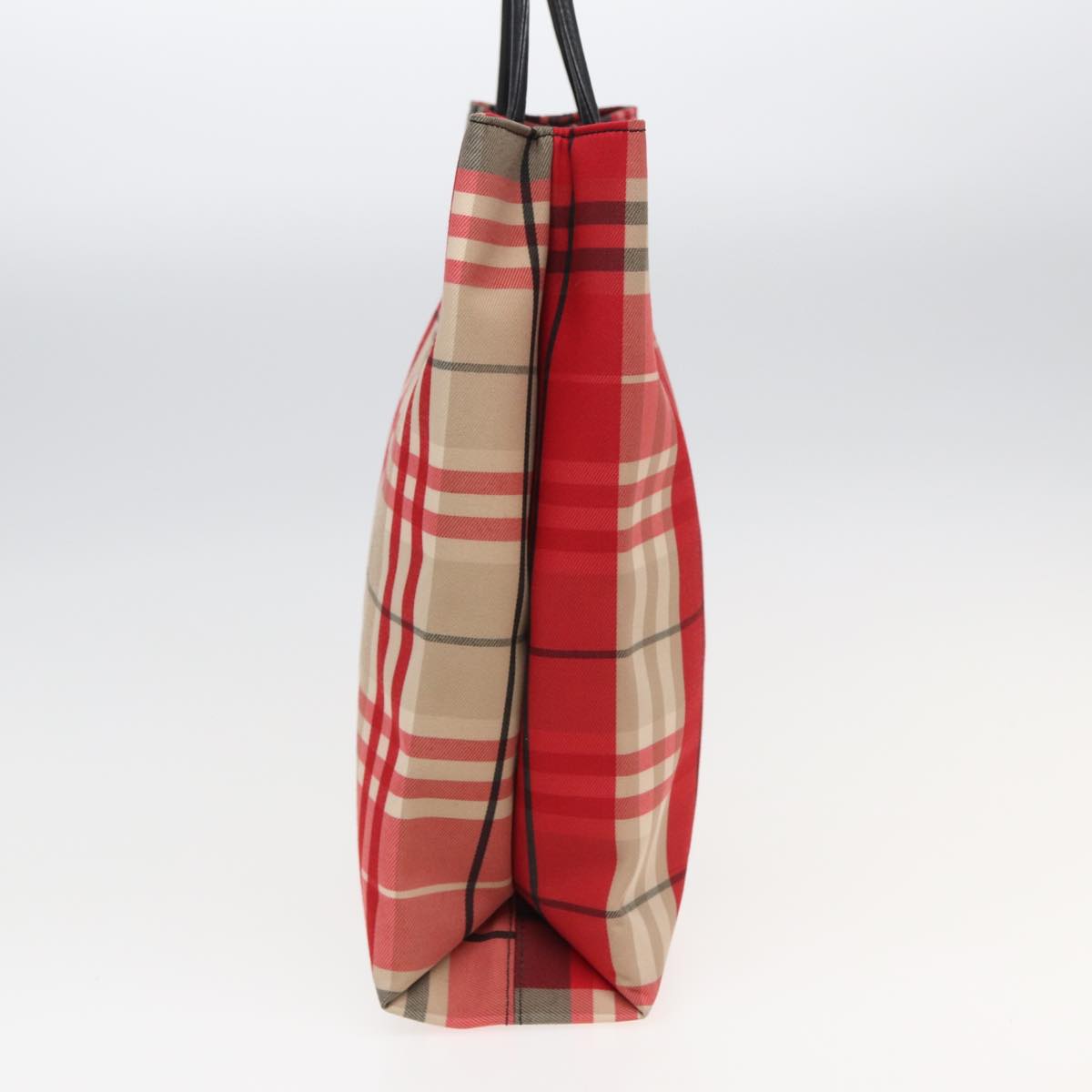 BURBERRY Nova Check Hand Bag Canvas Red Auth 83204