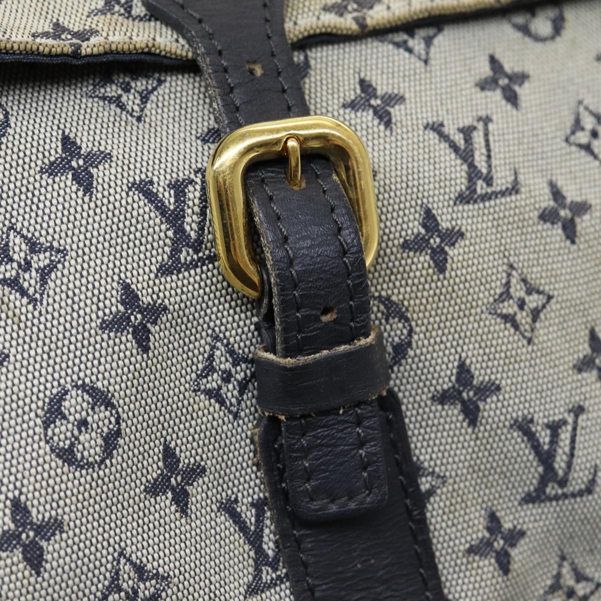 LOUIS VUITTON Monogram Mini Sac Maman Shoulder Bag Blue M42350 LV Auth 83206