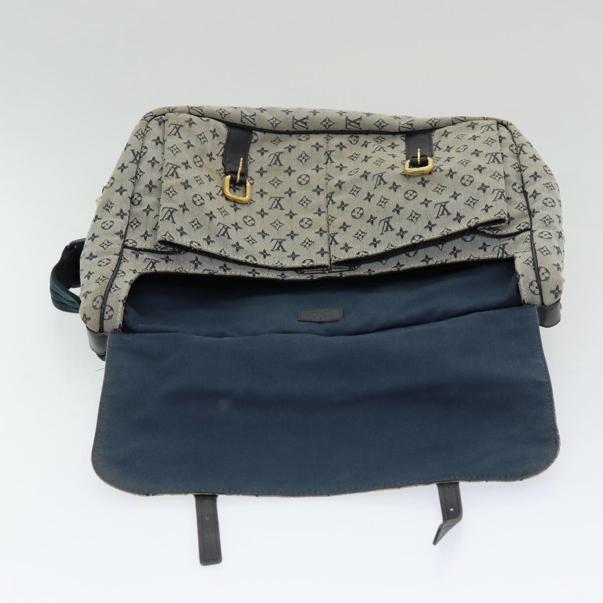 LOUIS VUITTON Monogram Mini Sac Maman Shoulder Bag Blue M42350 LV Auth 83206