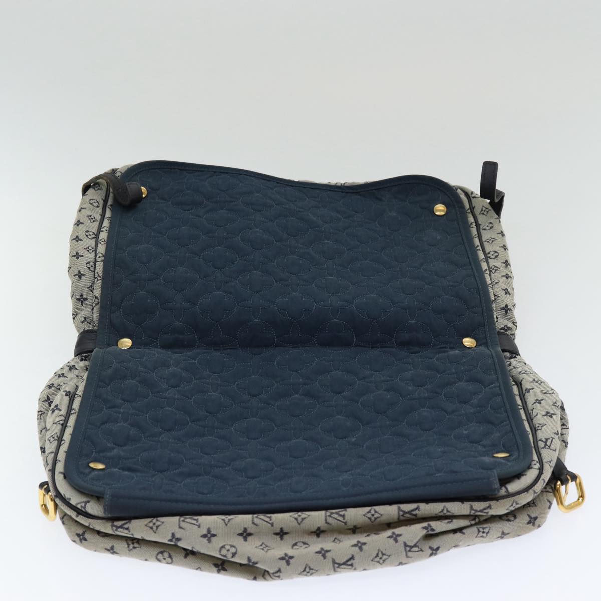 LOUIS VUITTON Monogram Mini Sac Maman Shoulder Bag Blue M42350 LV Auth 83206