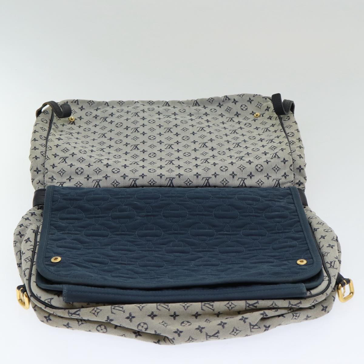 LOUIS VUITTON Monogram Mini Sac Maman Shoulder Bag Blue M42350 LV Auth 83206